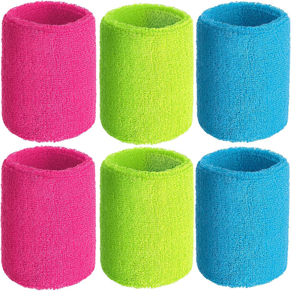 Wrist Sweatbands, Sports Sweatbands for Competition, Sweat Absorbent, for Basketball, Tennis, Football, Running and Work (Pack of 6)