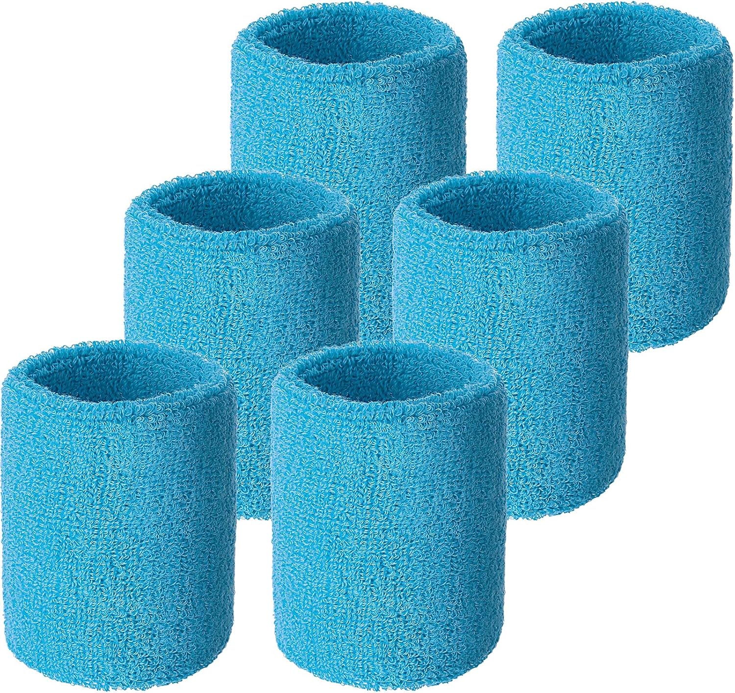 Wrist Sweatbands, Sports Sweatbands for Competition, Sweat Absorbent, for Basketball, Tennis, Football, Running and Work (Pack of 6)