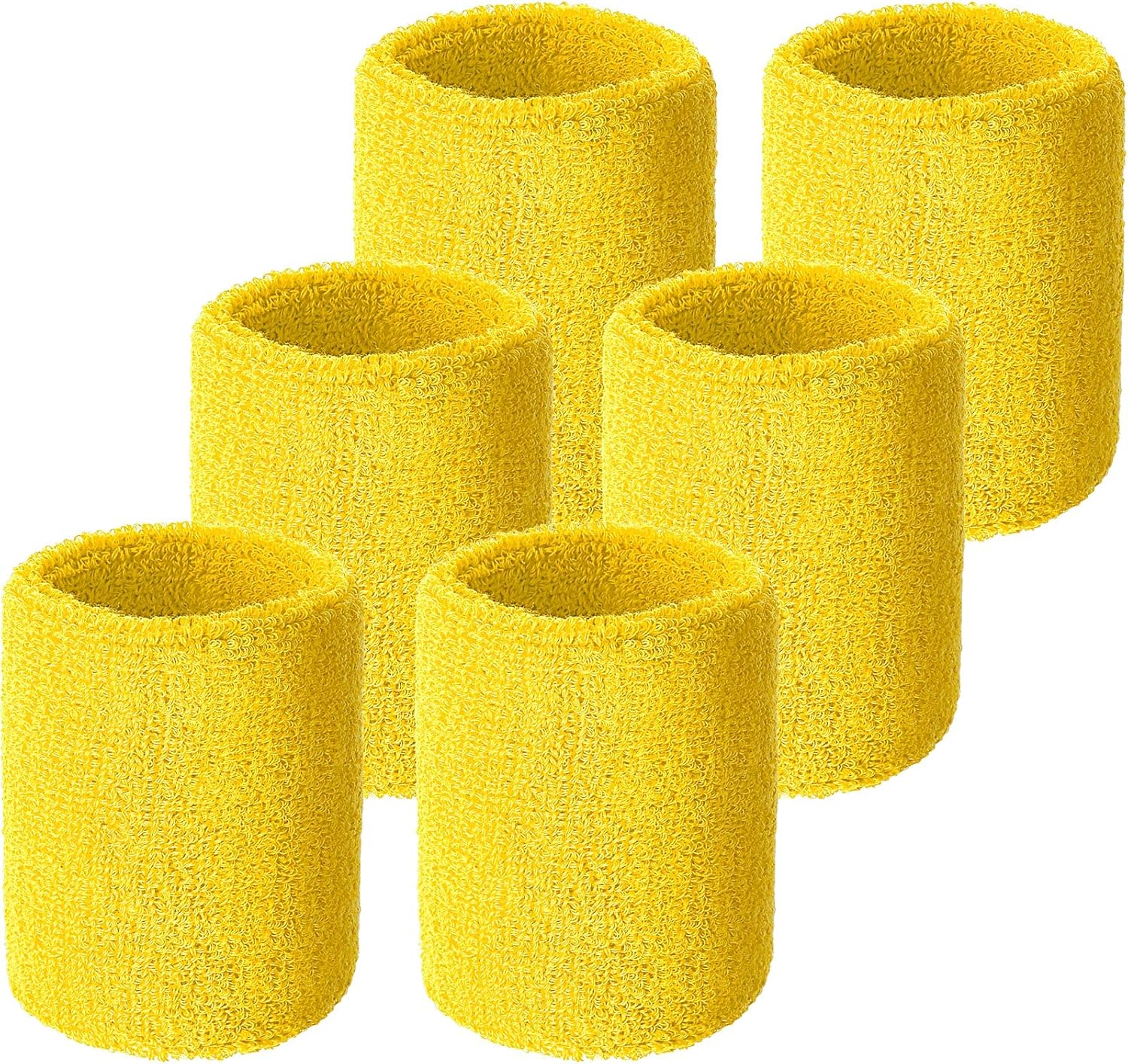 Wrist Sweatbands, Sports Sweatbands for Competition, Sweat Absorbent, for Basketball, Tennis, Football, Running and Work (Pack of 6)