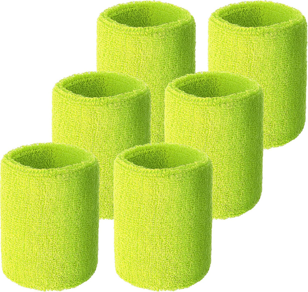Wrist Sweatbands, Sports Sweatbands for Competition, Sweat Absorbent, for Basketball, Tennis, Football, Running and Work (Pack of 6)
