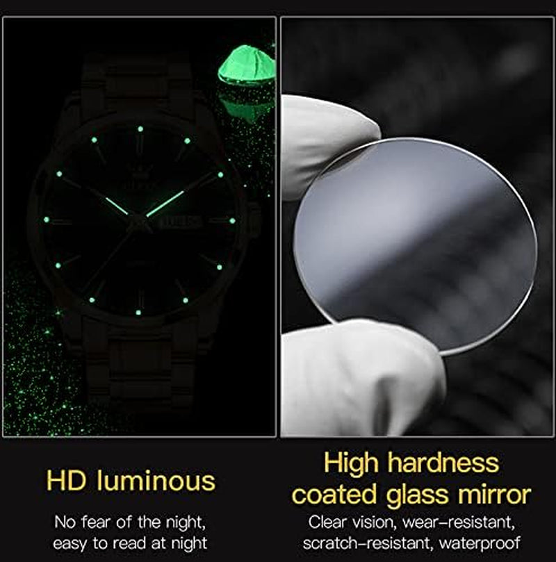 Mens Gold Watches Waterproof Stainless Steel Lightweight Watch with Date Classic Luxury Dress Watch for Men Gold White Blue Green Dial