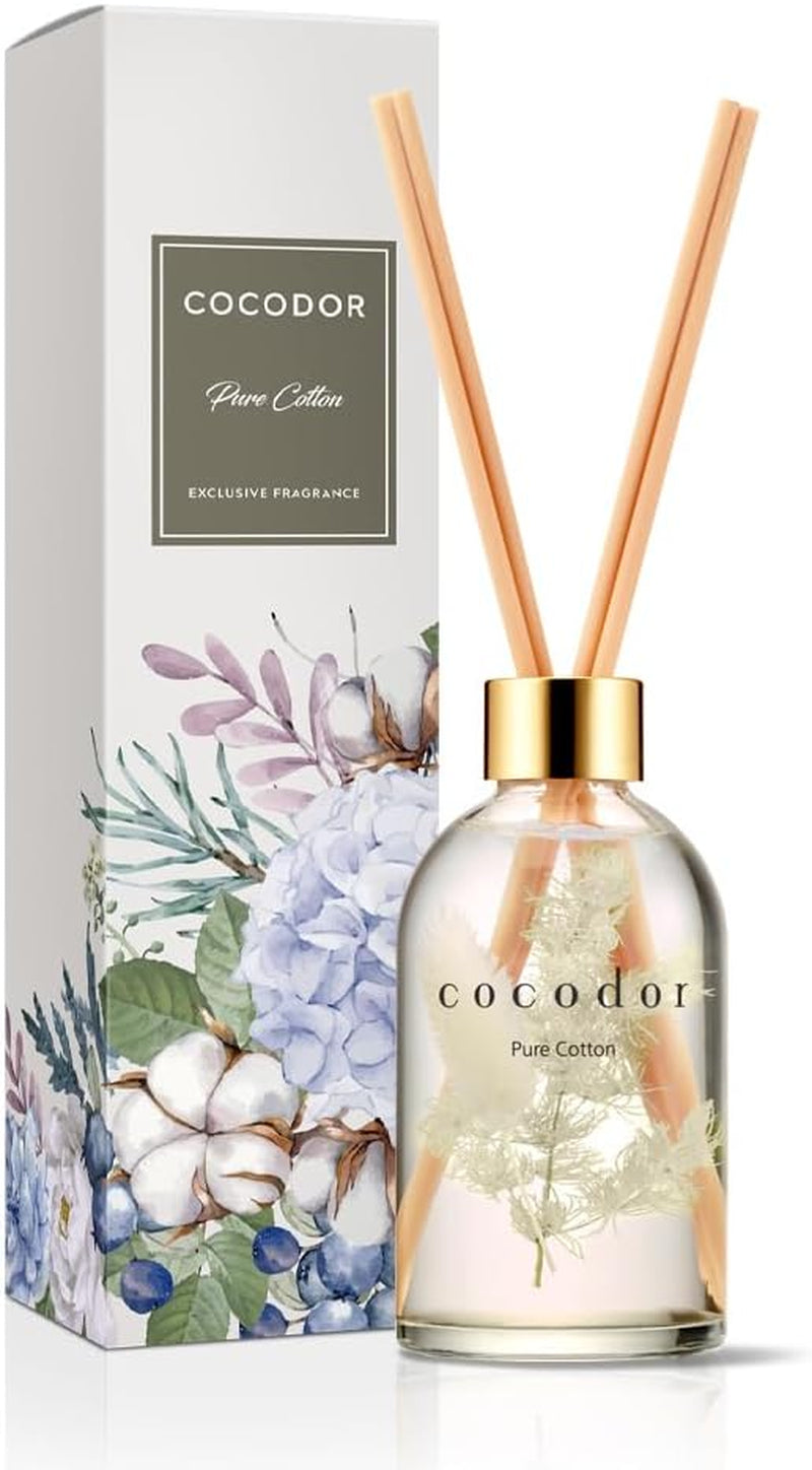 COCODOR Flower Reed Diffuser Set / 6.7Oz / White Jasmine/Scent Diffuser with Sticks Home Fragrance Reed Diffuser for Bathroom Shelf Decor