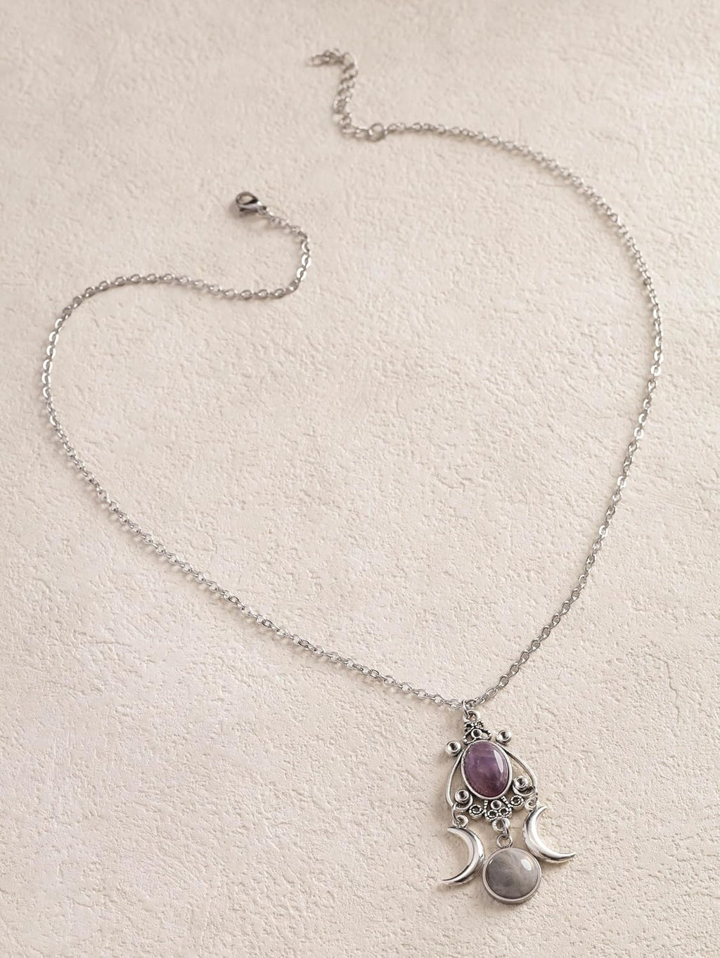 Gothic Crescent Moon Crystal Necklace, Gothic Vintage Boho Necklace, Goth Jewelry, Christmas Jewelry Gift for Women