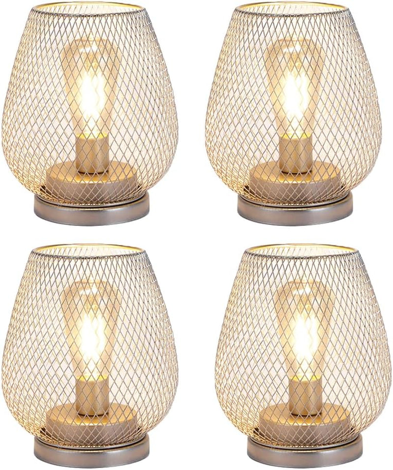 Set of 2 Metal Cage LED Lantern Battery Powered Cordless Accent Light with LED Great for Weddings Parties Patio Events for Indoors Outdoors