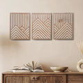3PCS Retro Wood Art Decor Modern Wood Art Wall Decor,Indoor Wall Hanging Decorations for Living Room, Bedroom, Office