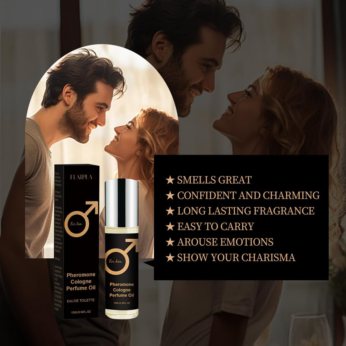Pheromones Perfumes for Men - Long Lasting Attract - Enhance Charm Confidence - Personal Roll-On Perfume, Portable Perfume Male