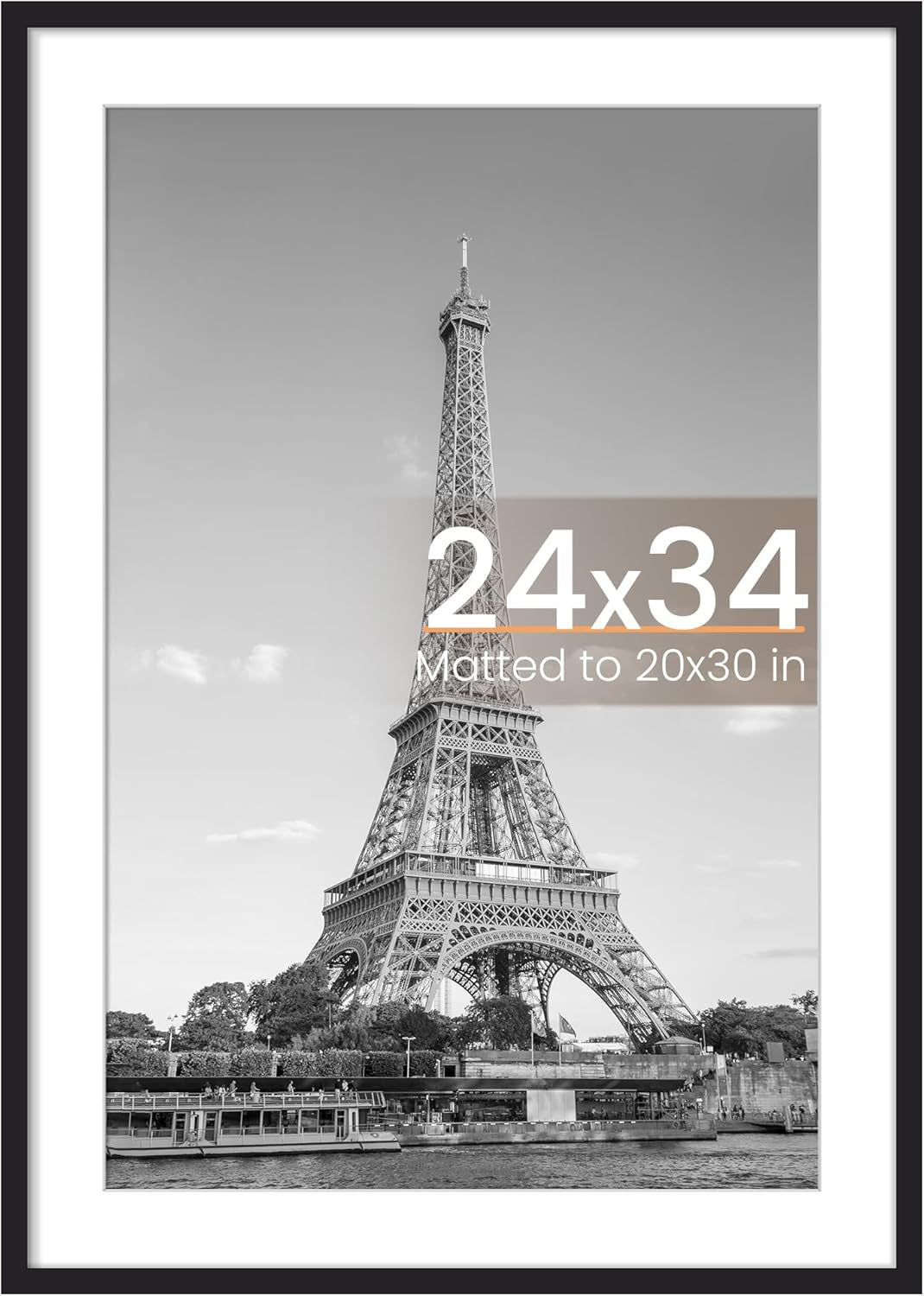 8.5x11 Black Picture Frame – Wall Hanging Display with Mat