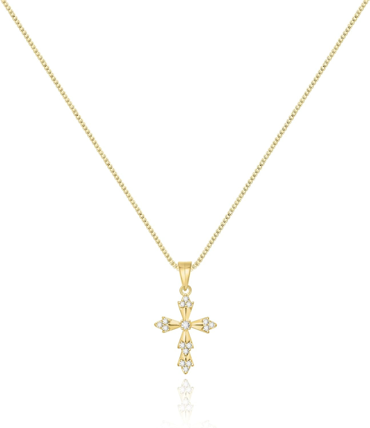 Cross Necklace for Women,Double Cross Necklace 14K Gold Plated Cross Pendant Necklace Dainty Gold Cross Necklaces for Women Trendy Small Cross Charm Necklace Simple Cute Choker Necklaces Gold Jewery