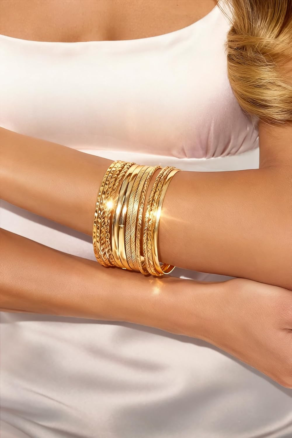 78 Pieces Gold Jewelry Set for Women, 9 Necklace, 24 Bracelet, 22 Earrings, 23 Knuckle Rings Gold Plated Jewerly Set for Women Gift
