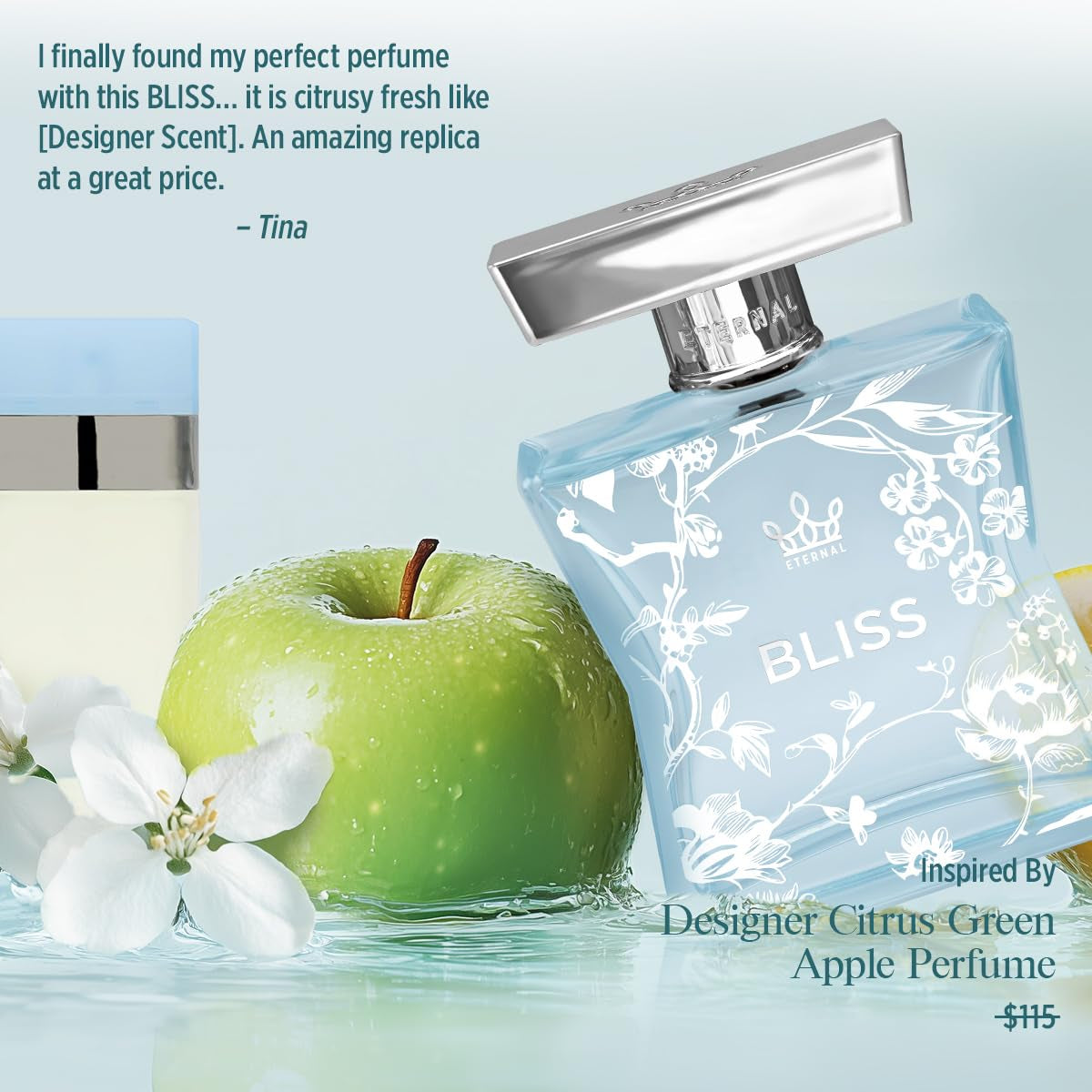 Eternal Bliss - Inspired by Designer Citrus Green Apple Perfume - 3.4 Oz (100Ml) - EDP - Long-Lasting - Vegan - Clean Ingredients - Perfume Spray for Women - 2000 Sprays per Bottle