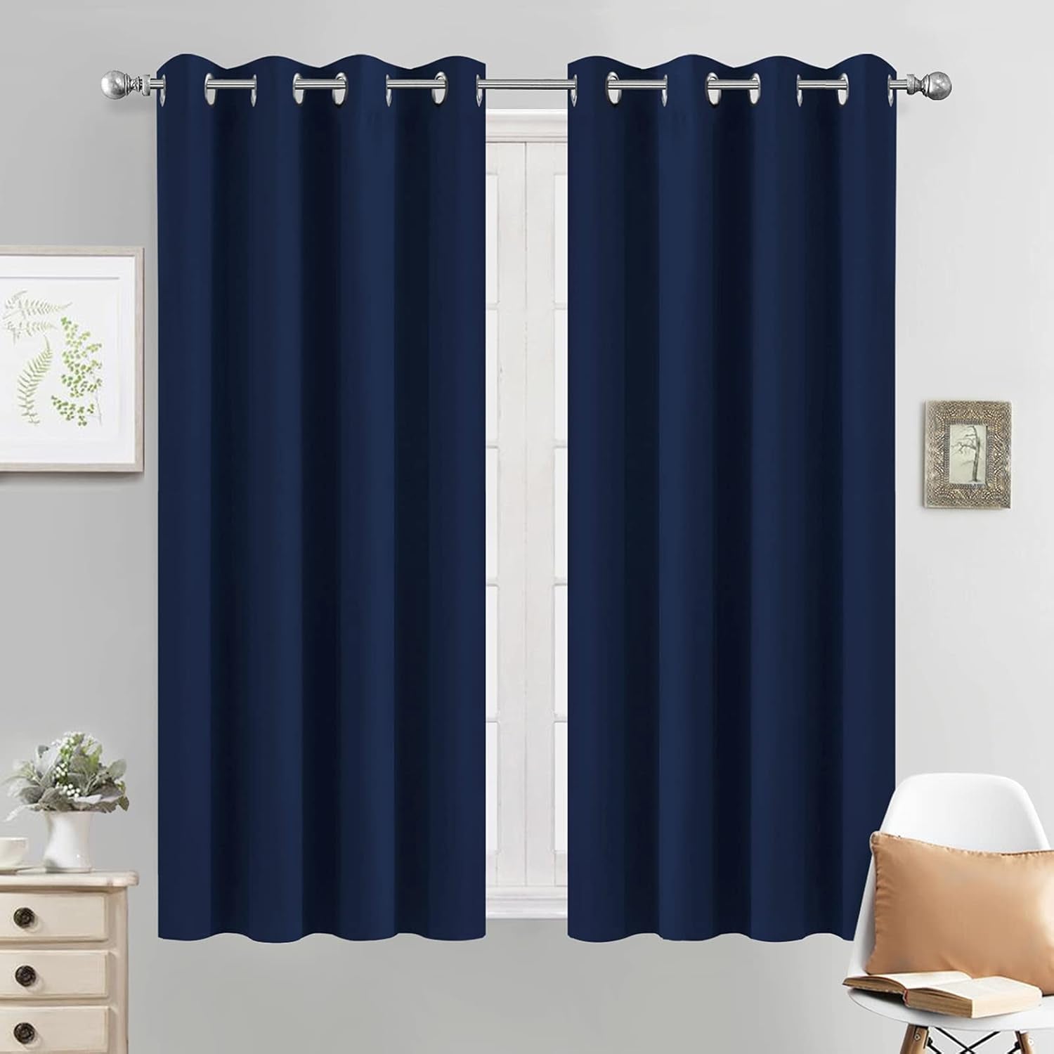 Room Darkening Gray Blackout Curtains 84 Inch Long Light Blocking Thermal Insulated Window Treatment Grommet Drapes for Bedroom Living Room, 52W X 84L, Grey Curtains, 2 Panels