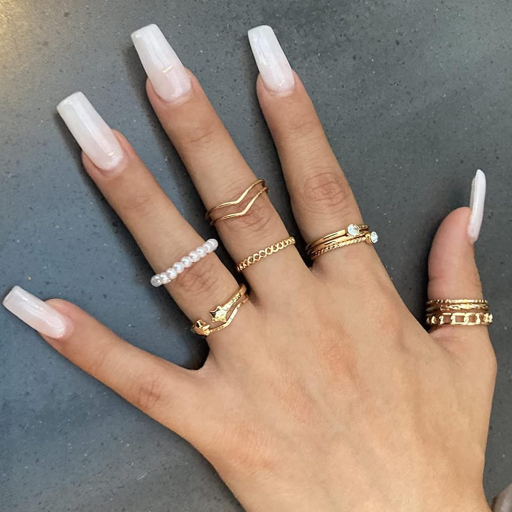 68 Pcs Gold Knuckle Rings Set for Women, Stackable Boho Joint Finger Midi Rings Silver Hollow Carved Crystal Stacking Ring Pack for Gift