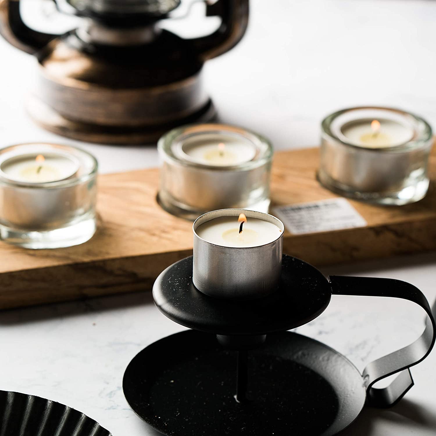 Homelights Unscented White Tealight Candles -100 Pack, 6 to 7 Hour Burn Time Smokeless, Mini Votive Paraffin Candles with Cotton Wicks for Shabbat, Weddings, Christmas, Home Decor