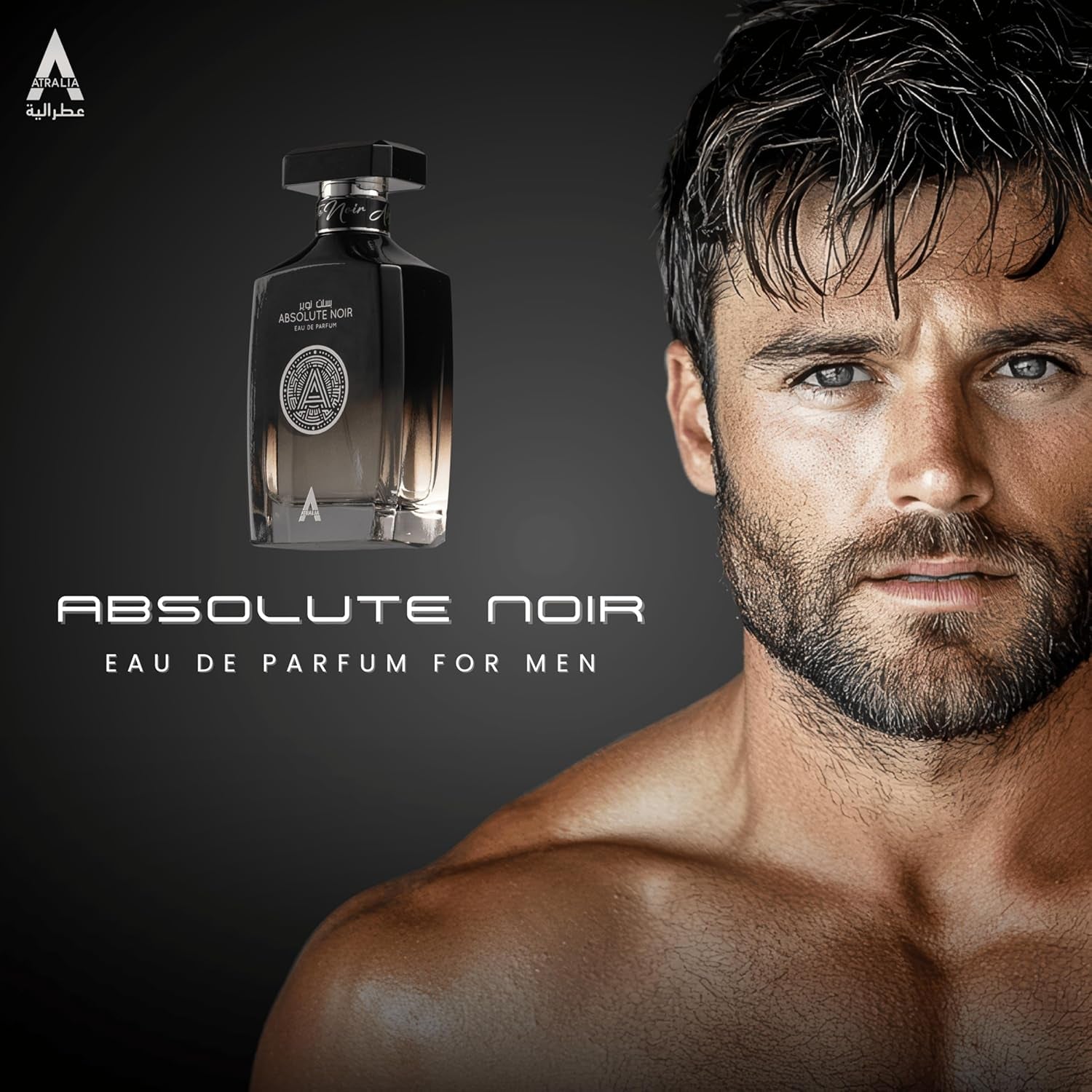 Absolute Noir Eau De Parfum for Men 100Ml 3.4Oz - Luxurious and Long Lasting Fragrances with Top Notes of Bergamot, Lemon, Grapefruit, Pink Pepper