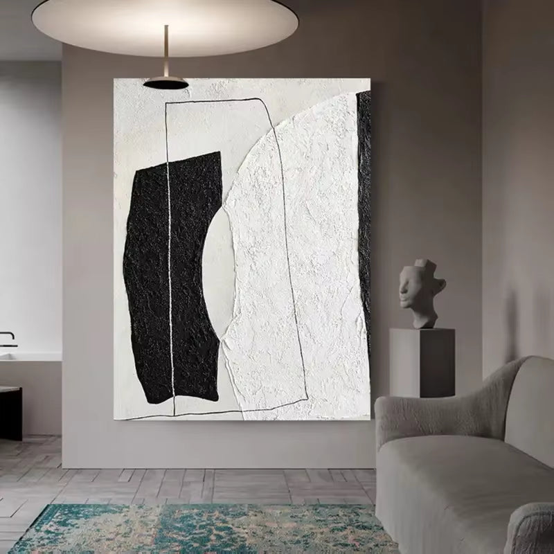 Large Abstract Oil Painting Canvas Hand-Painted Green White Gray Texture Modern Home Decor for Living Room Bedroom Home Decor