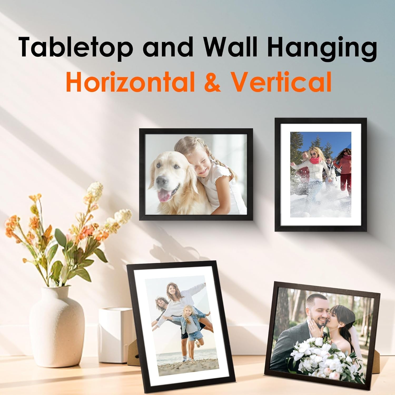 8x10 Picture Frames Set of 2 – Black Wall or Tabletop Display