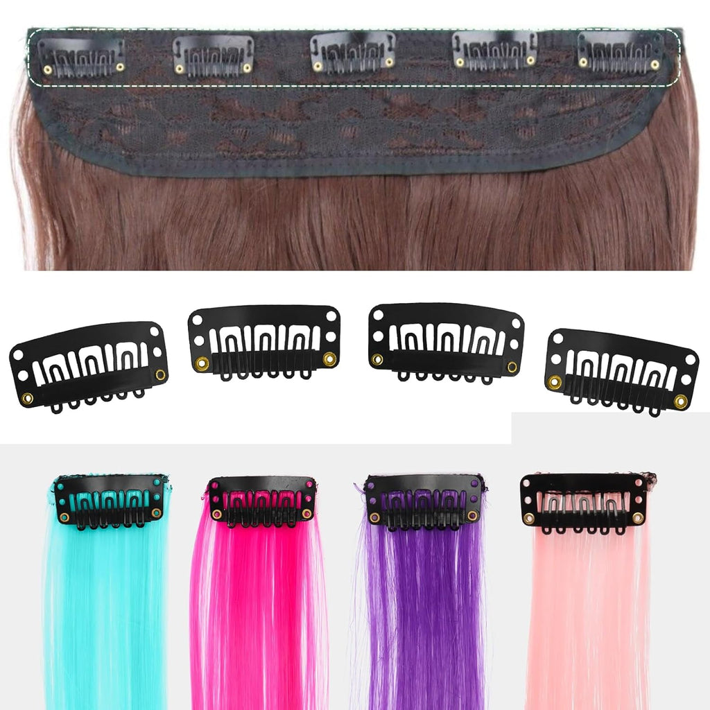 25Pcs 32Mm Hairpieces Snap Clips U Shape Wig Clips for Hair Extensions Making Wig Accessories Set Tools (Black)