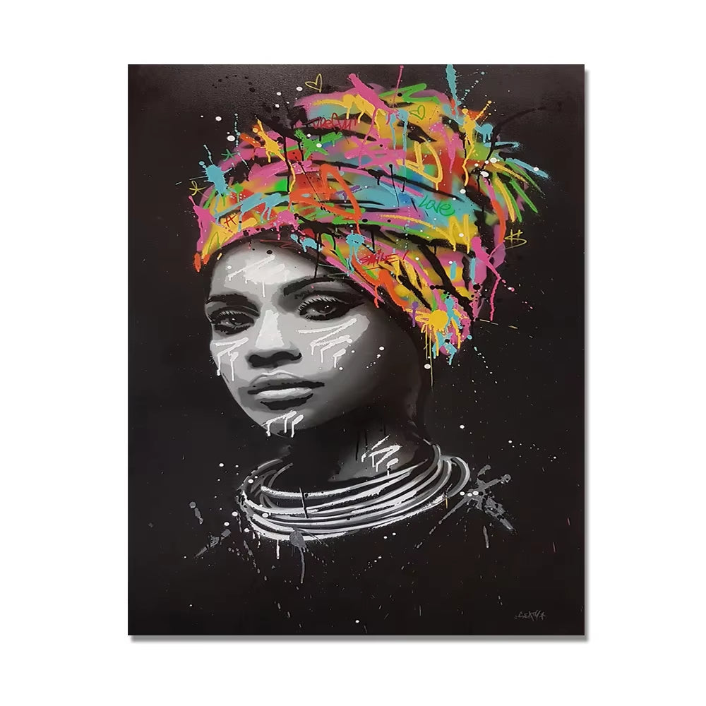 Abstract Figure Canvas Painting African Women Portrait Posters and Prints Wall Art for Living Room Home Decor Picture No Frame