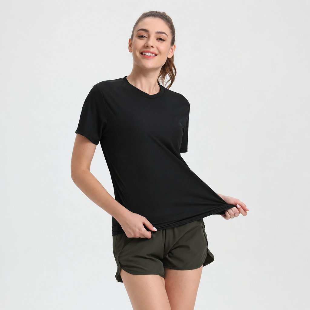 Women'S Solid Color Ultralight Quick Dry Sport T-Shirt,Breathable Lightweight ,Running Gym Compression Shirt