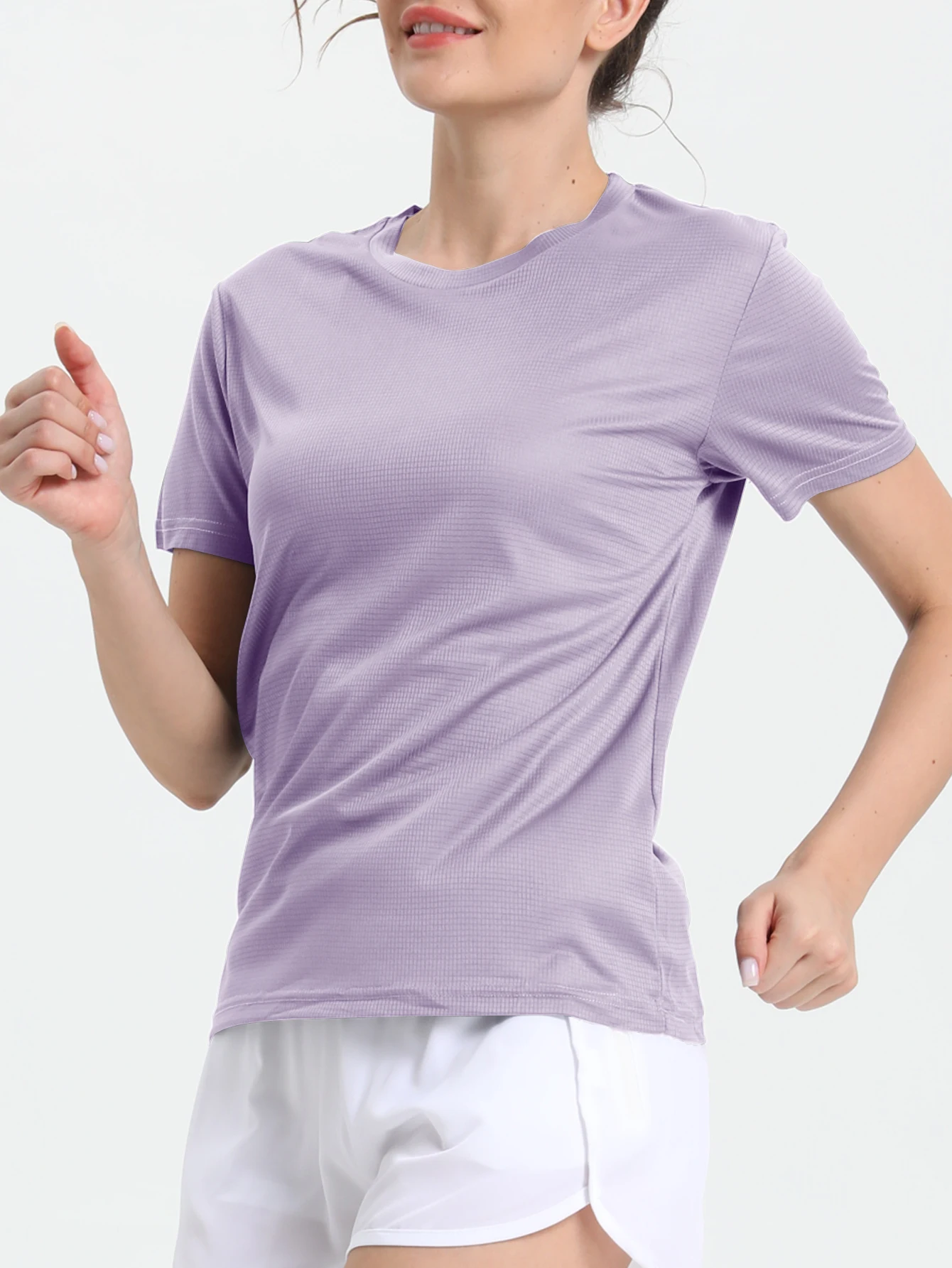 Women'S Solid Color Ultralight Quick Dry Sport T-Shirt,Breathable Lightweight ,Running Gym Compression Shirt