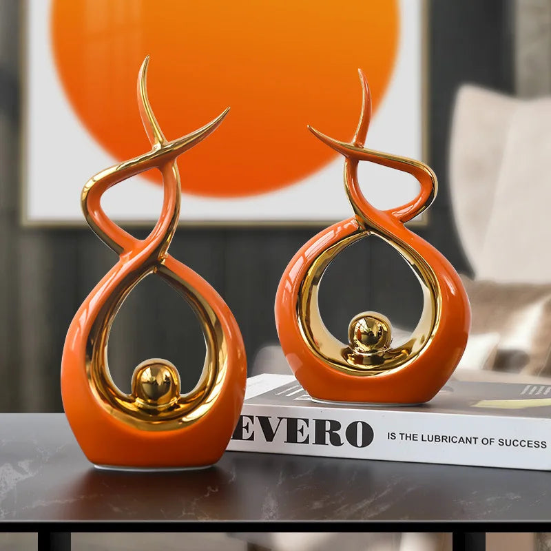 Ceramic Sculptures Ornaments Home Modern Decoration Abstract Statue Room Art Decor Luxury Porcelain Figurine Table Accessories