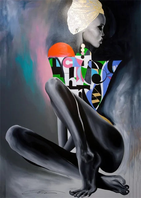 African Woman Abstract Art Canvas Paintings Africane Girl Africa Art Posters and Prints Wall Art Pictures for Living Room Decor