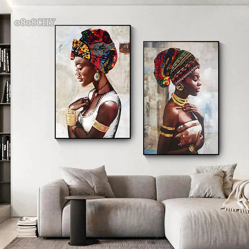 African Woman Abstract Art Canvas Paintings Africane Girl Africa Art Posters and Prints Wall Art Pictures for Living Room Decor