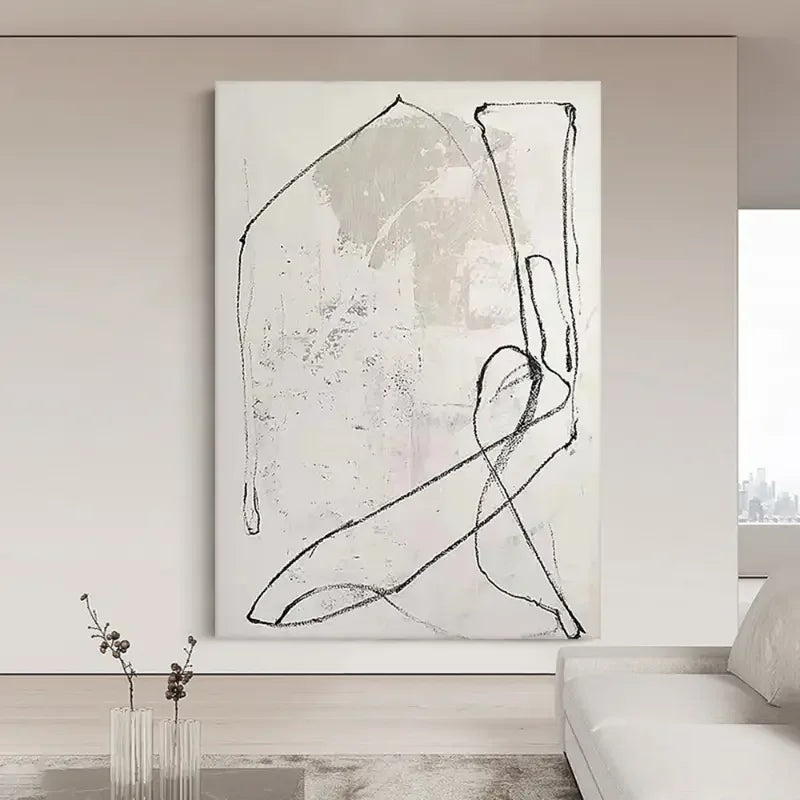 Large Abstract Oil Painting Canvas Hand-Painted Green White Gray Texture Modern Home Decor for Living Room Bedroom Home Decor