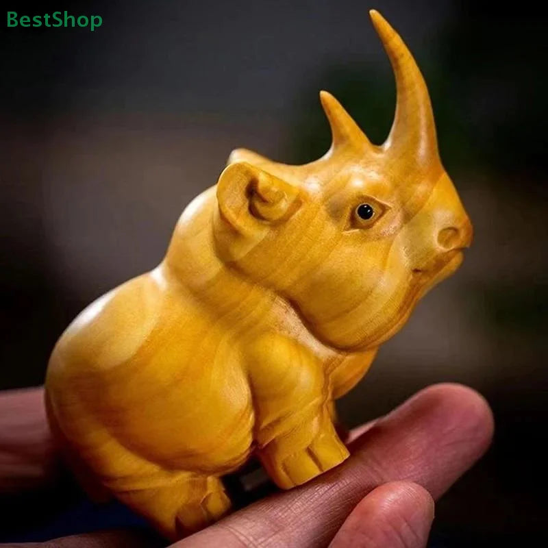 💖Wooden Carved African Trio:Rhinoceros,Hippopotamus,And Elephant Figurines,Creative Car and Home Decor Crafts