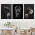 3Pcs African Black Women with Gold Jewelry Wall Art Posters Perfect Living Room Prints Canvas for Home Wall Art Decor Pictures