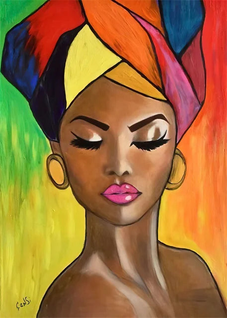 African Woman Abstract Art Canvas Paintings Africane Girl Africa Art Posters and Prints Wall Art Pictures for Living Room Decor