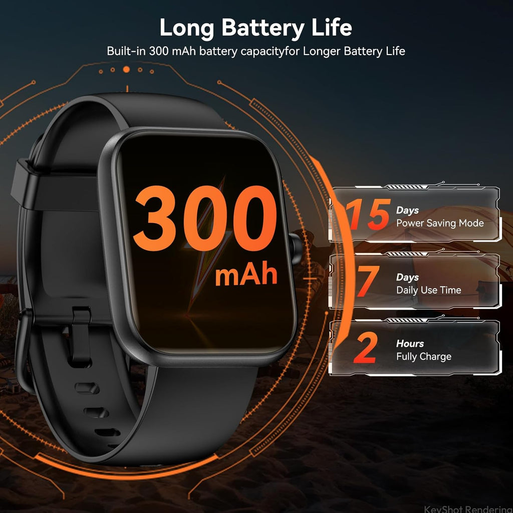 Smart Watch for Men Women with Alexa Built-In, 1.83" HD Full Touch, Bluetooth Calling, 24/7 Heart Rate Sleep Monitor, 100+ Sport Modes, IP68 Waterproof, Compatible with Ios Android (Black)