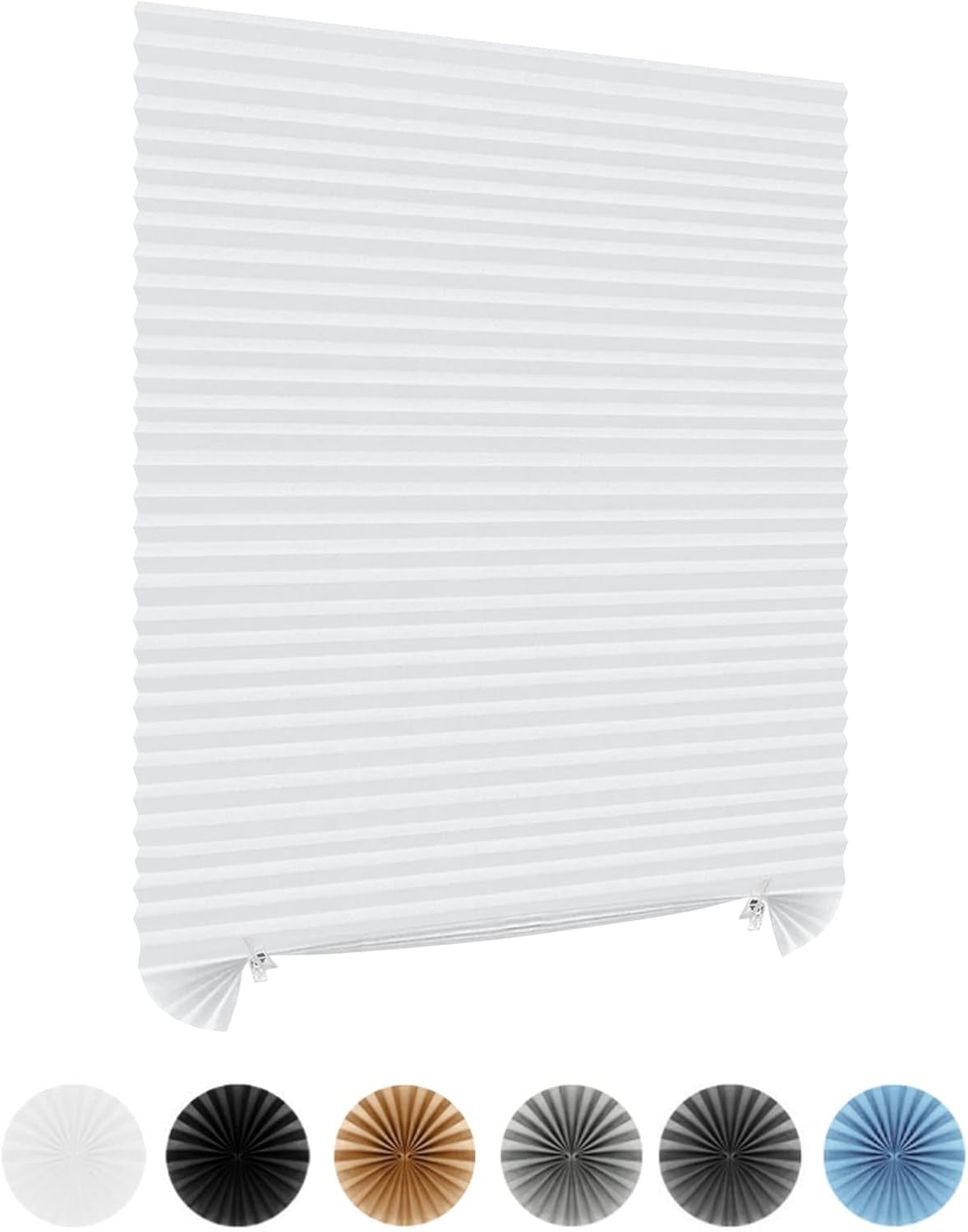 Cordless No-Drill Pleated Paper Window Blinds – Self-Adhesive Temporary