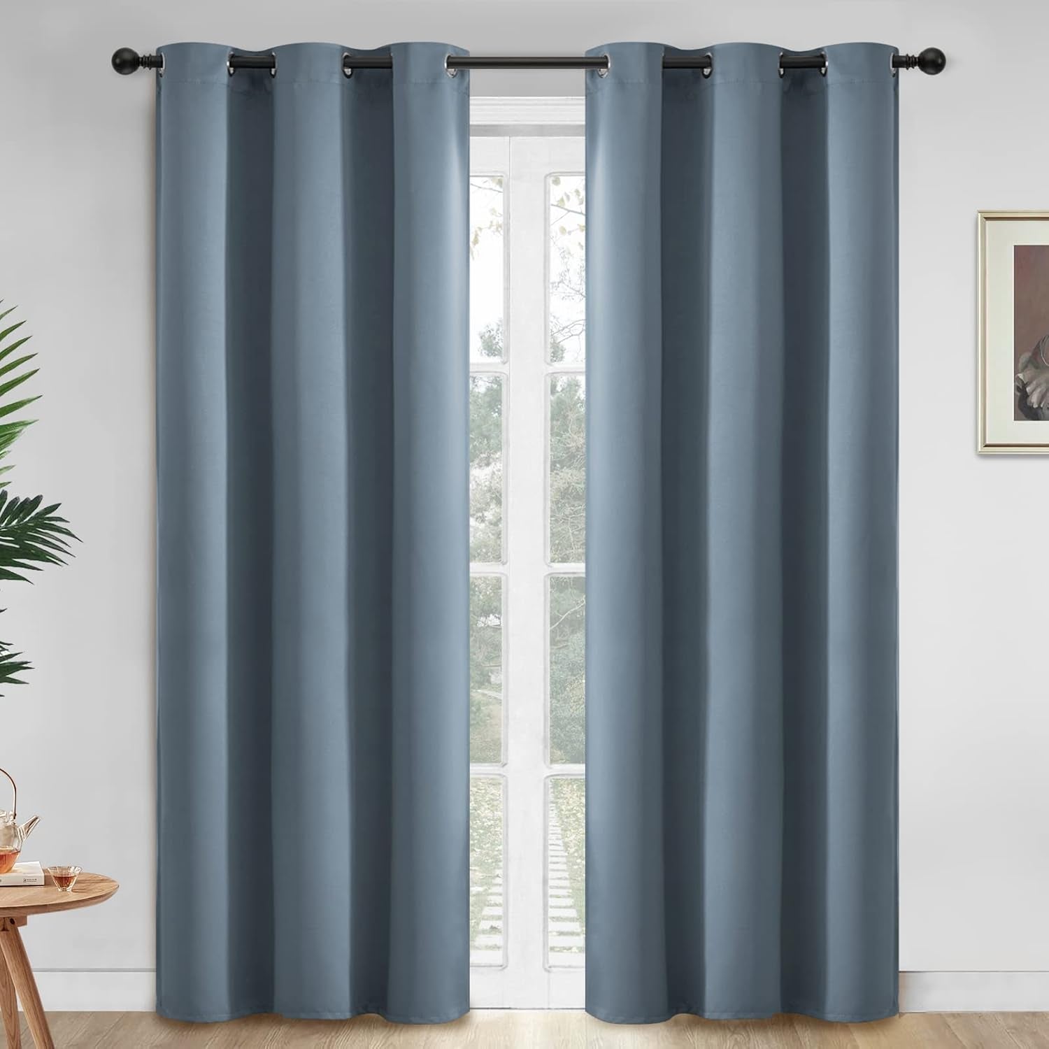 Room Darkening Gray Blackout Curtains 84 Inch Long Light Blocking Thermal Insulated Window Treatment Grommet Drapes for Bedroom Living Room, 52W X 84L, Grey Curtains, 2 Panels
