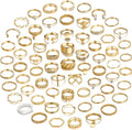 68 Pcs Gold Knuckle Rings Set for Women, Stackable Boho Joint Finger Midi Rings Silver Hollow Carved Crystal Stacking Ring Pack for Gift