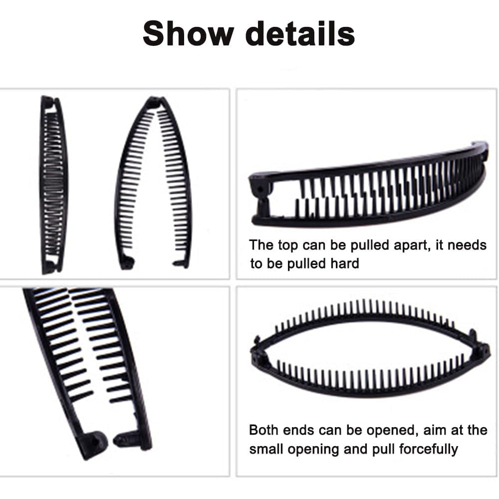 2Pcs Clips Fish Clips Vintage Clincher Combs Tool for Thick Curly Hair Accessories Long Hair Clips Banana Hair Comb Fish Grip Slide Hair Clips Claws Set for Women（Black and Brown）