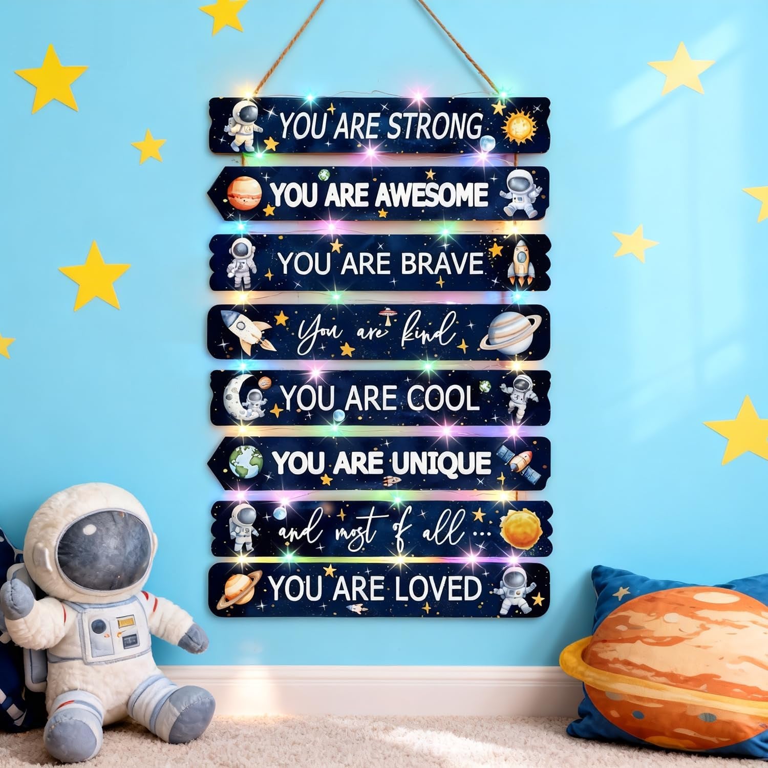 Spider Room Decor with LED Lights Bedroom Boys Room Wall Decor Children Inspirational Motivational Wall Art Wooden Wall Decor Little Boy Kids Room Interior Decor Toddler Room Sign
