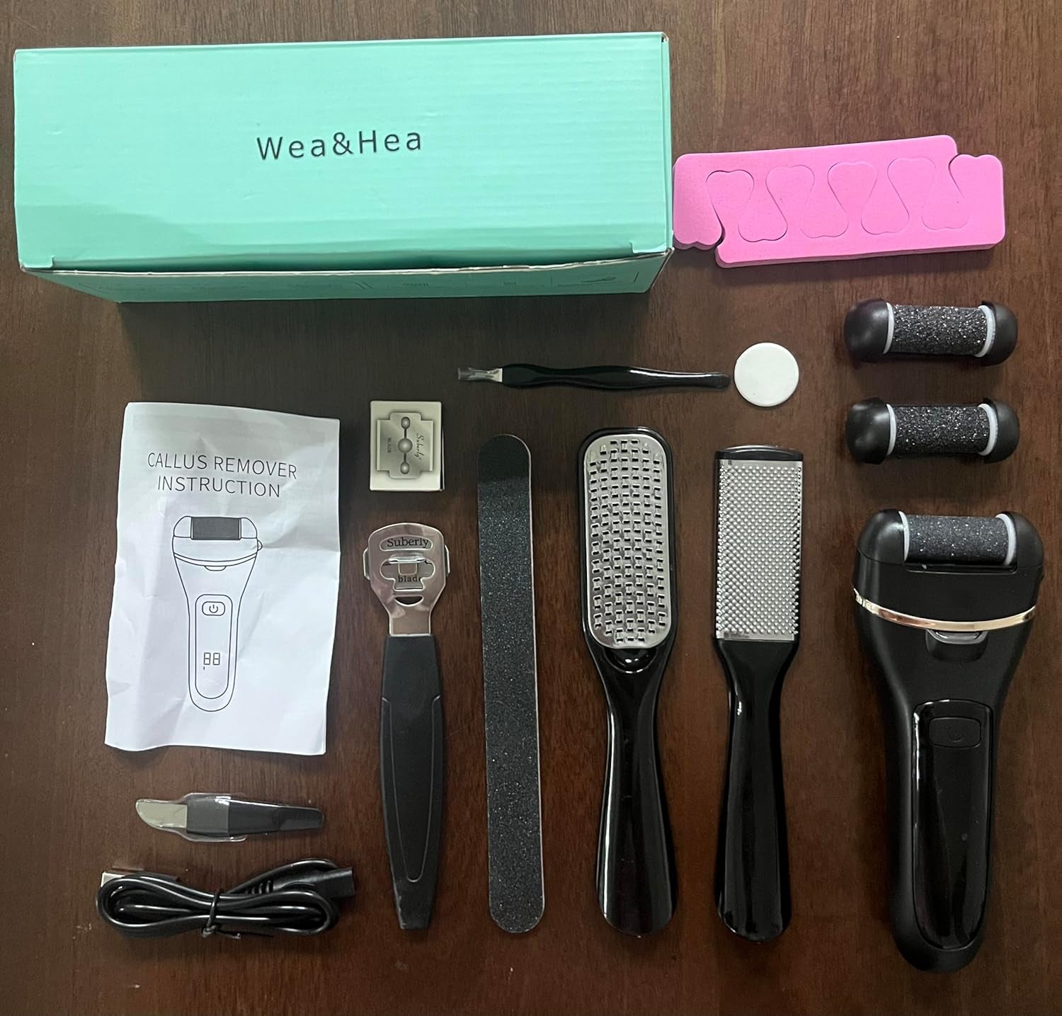 Electric Callus Remover for Feet with Rechargeable Waterproof 17 in 1 Professional Pedicure Kit with 3 Roller Heads 2 Speed,Foot File, Foot Care Tools Perfect for Dead Hard Cracked Dry Skin