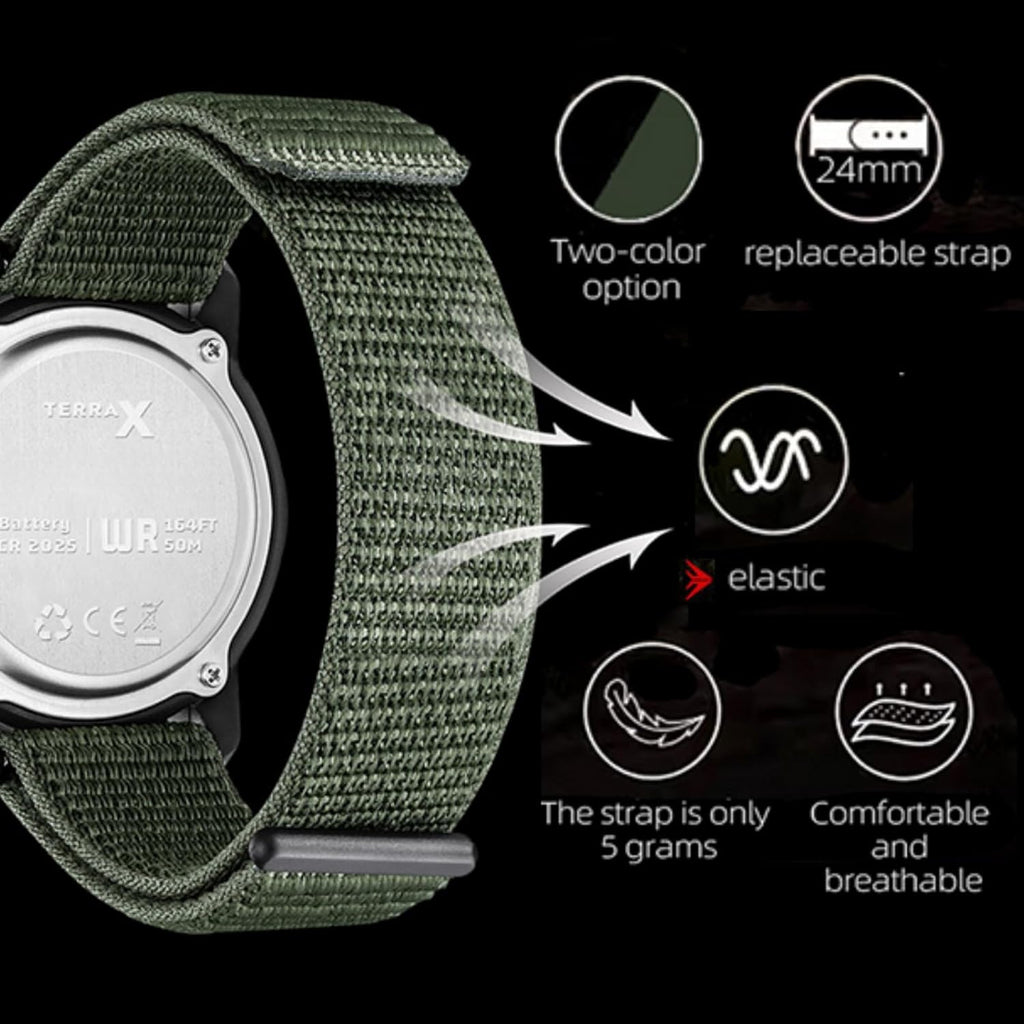 Digital Watch Military Watches for Men Black Tactical Sports Waterproof Men'S Women'S Wrist Watch with LED Backlight Nylon Band Stopwatch,Green