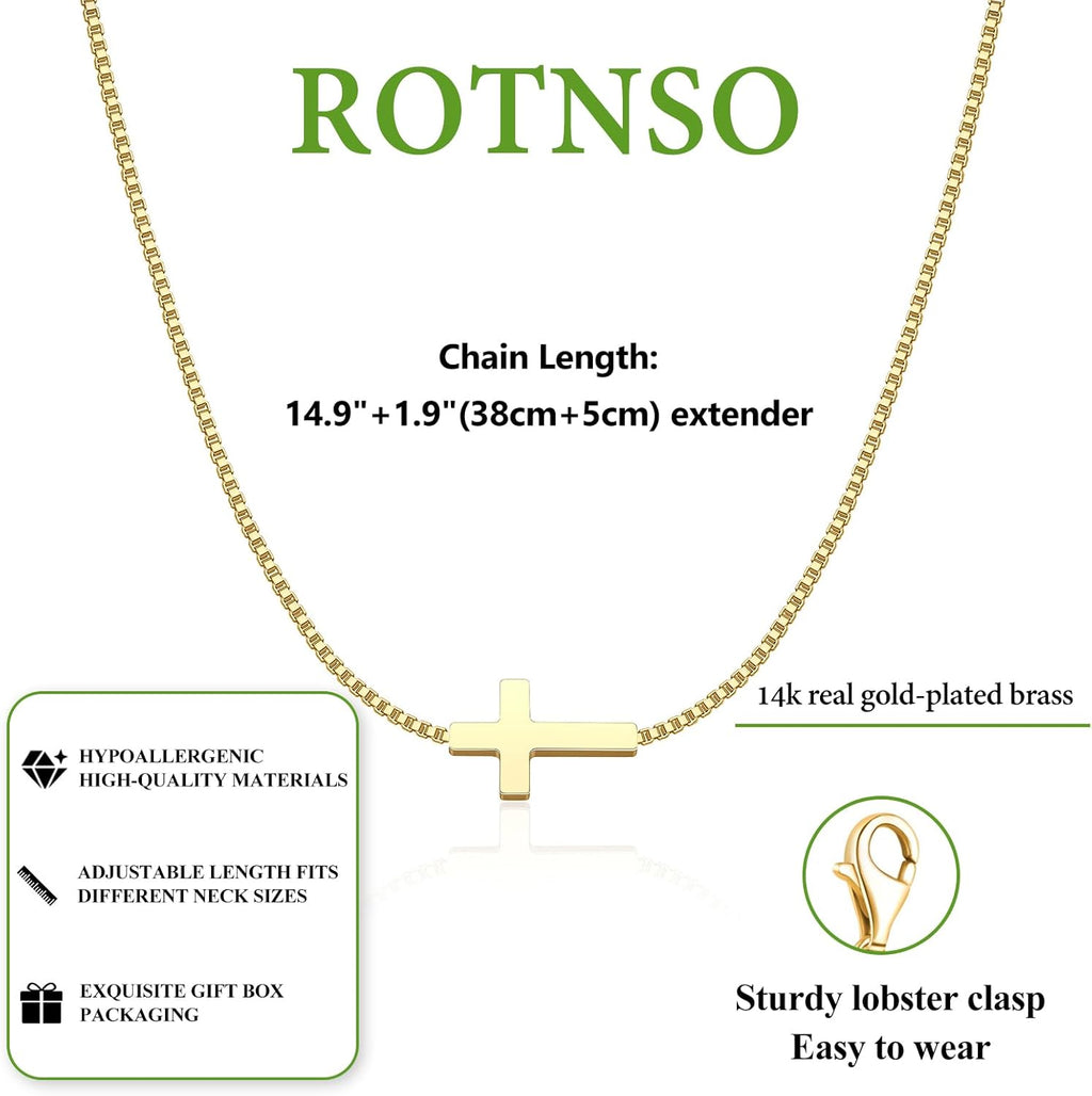 Cross Necklace for Women 14K Gold Silver Plated Dainty Small Cross Pendant Choker Simple Trendy Cute Cross Charm Chain Necklace Easter Basket Stuffers Baptism Religious Faith Jewelry Gift