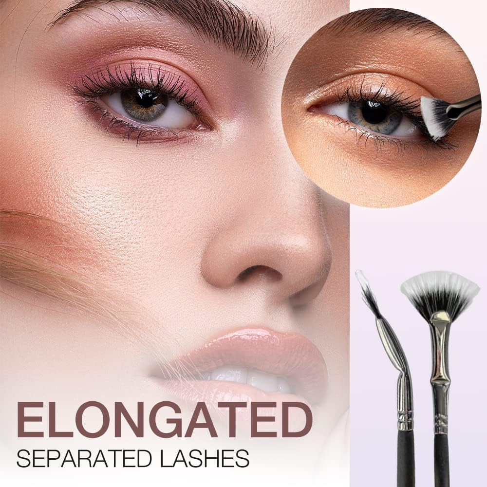 Folding Angle Scalloped Lash Brush, 2024 NEW Mascara Fan Brush for Lashes Eyelash Separator Tool, Eyelash Comb for Upper Lower Eye Lash Makeup Tools, Eye Makeup Fan Brush for Women (3 PCS)