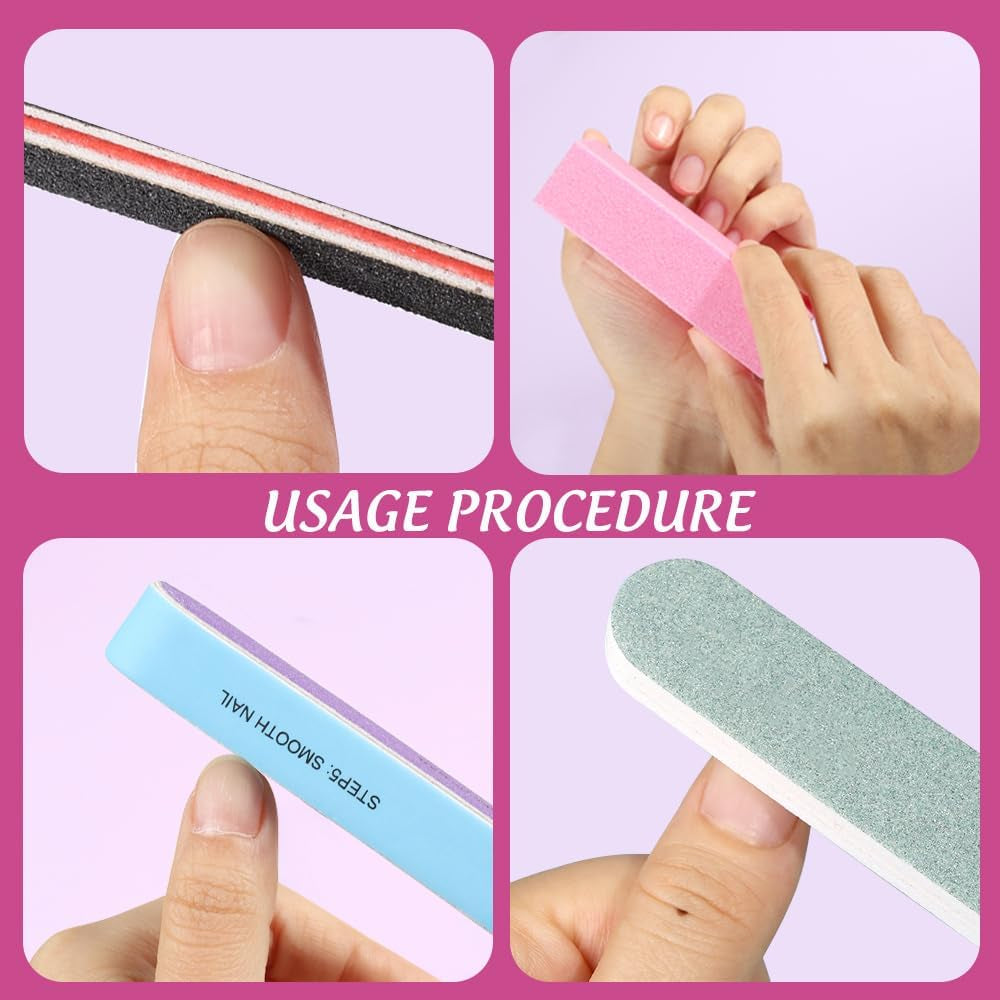 Nail Files and Buffers, 20PCS Nail File Kit. Rectangular Nail Buffer Block & 100/180 Grit 7 Way Nail File & Polishing Buffer. Nail Prep Kit. Professional Manicure Nail Tools