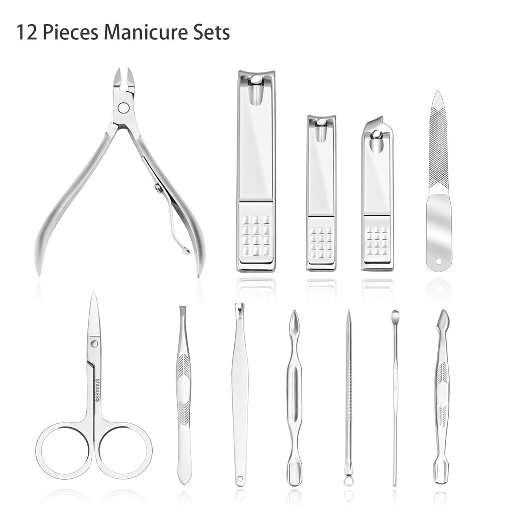 Nail Clippers Kit Manicure Pedicure Set with Holographic Case(Pink)