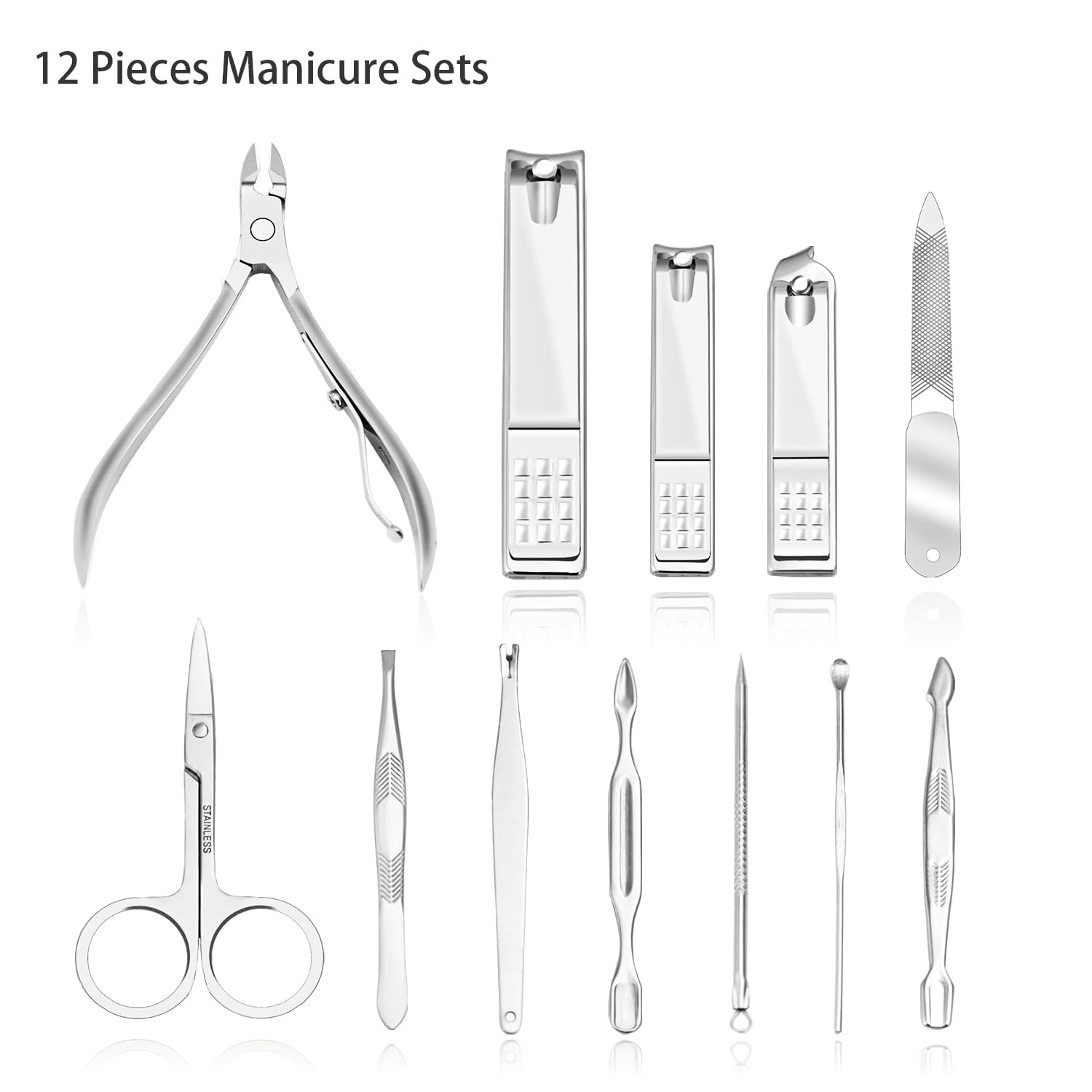 Nail Clippers Kit Manicure Pedicure Set with Holographic Case(Pink)