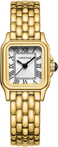 Gold Watches for Women with Small Vintage Bracelet, Rectangular Case Roman Dial