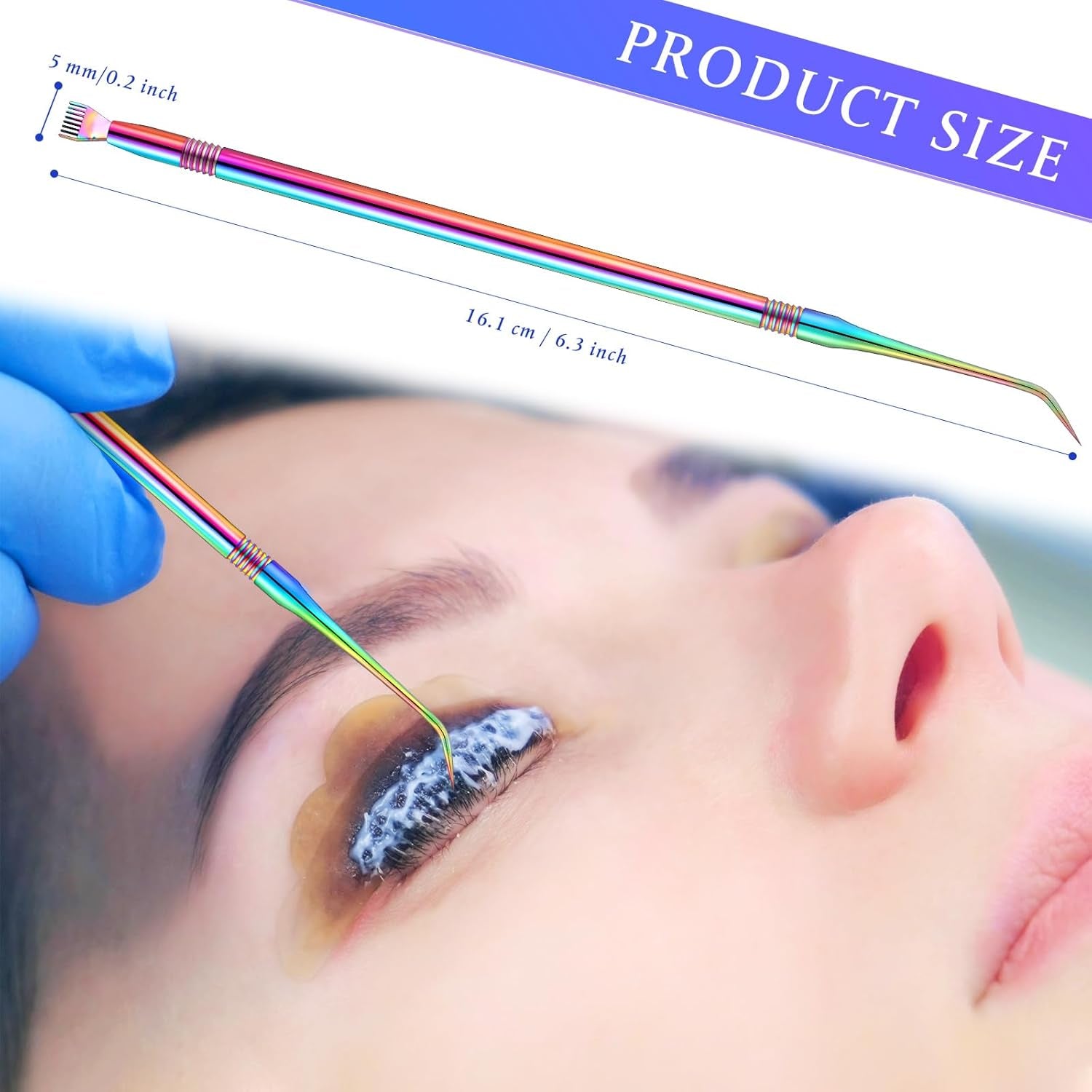 2 Pcs Lash Lift Tool, Lash Separator Tint Stainless Steel Metal Lift Rods Beauty Tool with Comb for Eyelash Eyebrow Perming Tinting Curling Extensions Supplies(Multi Color)