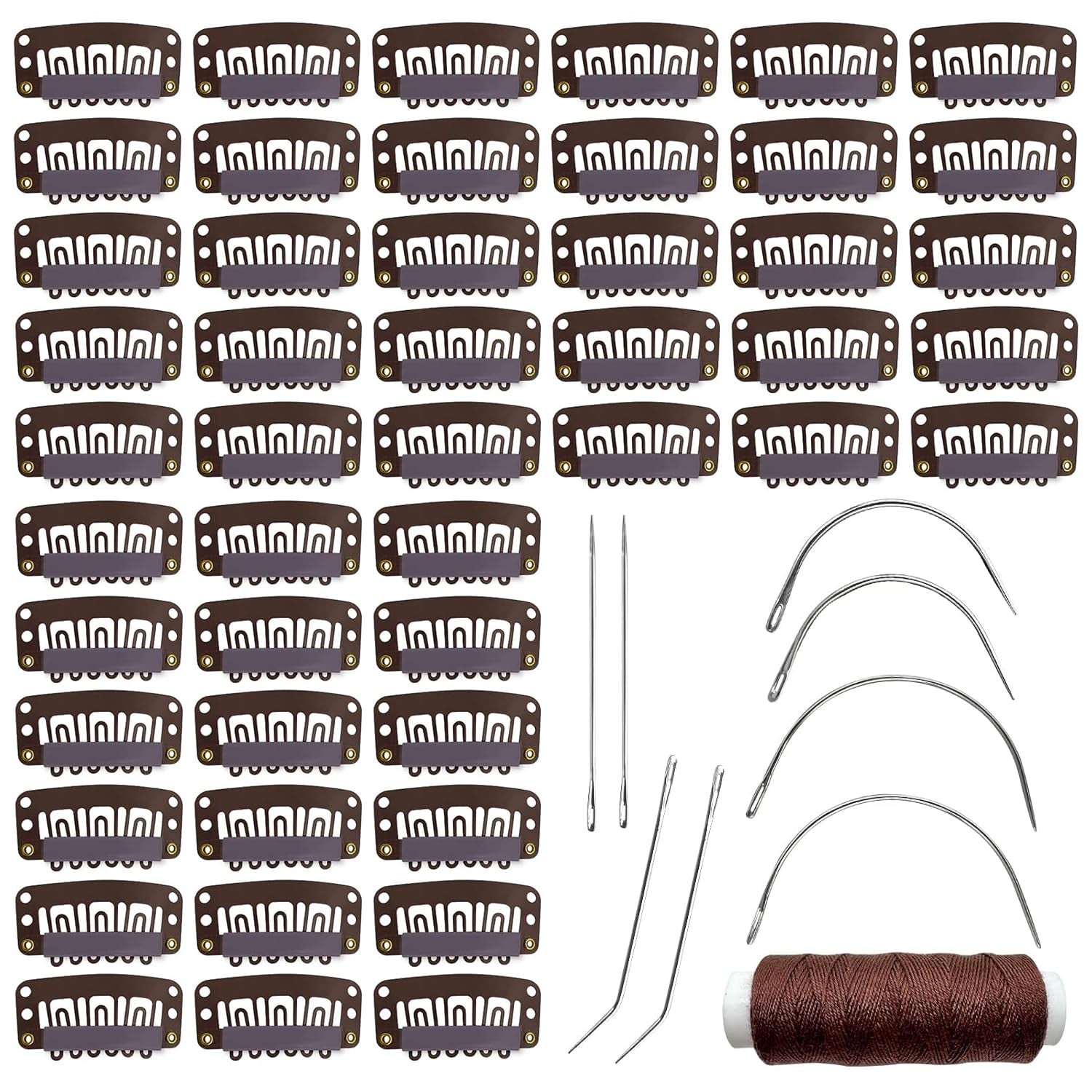 25Pcs 32Mm Hairpieces Snap Clips U Shape Wig Clips for Hair Extensions Making Wig Accessories Set Tools (Black)