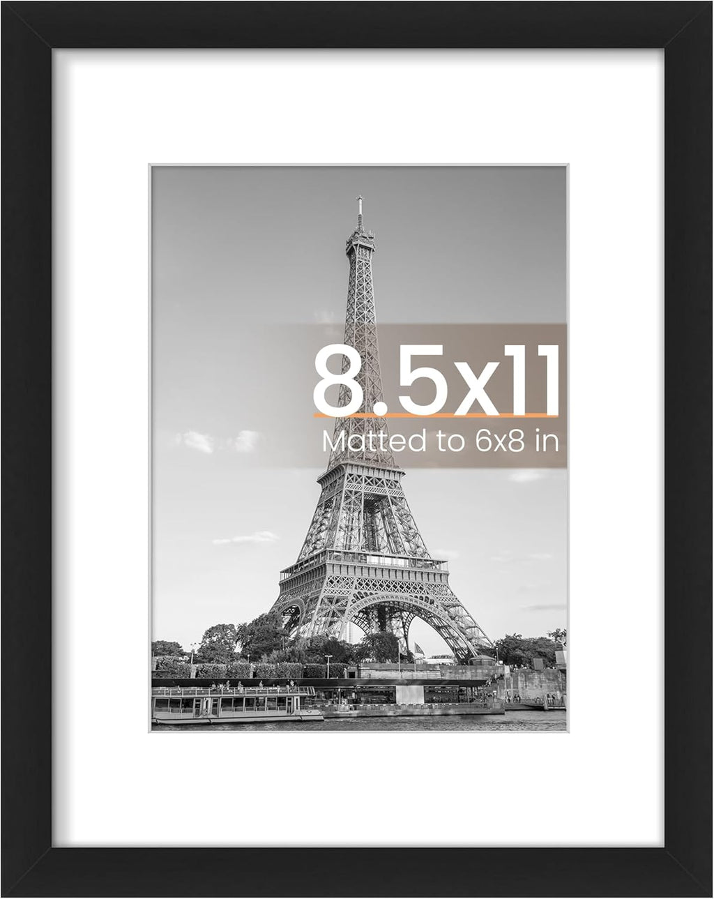 8.5x11 Black Picture Frame – Wall Hanging Display with Mat