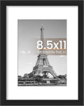 8.5x11 Black Picture Frame – Wall Hanging Display with Mat