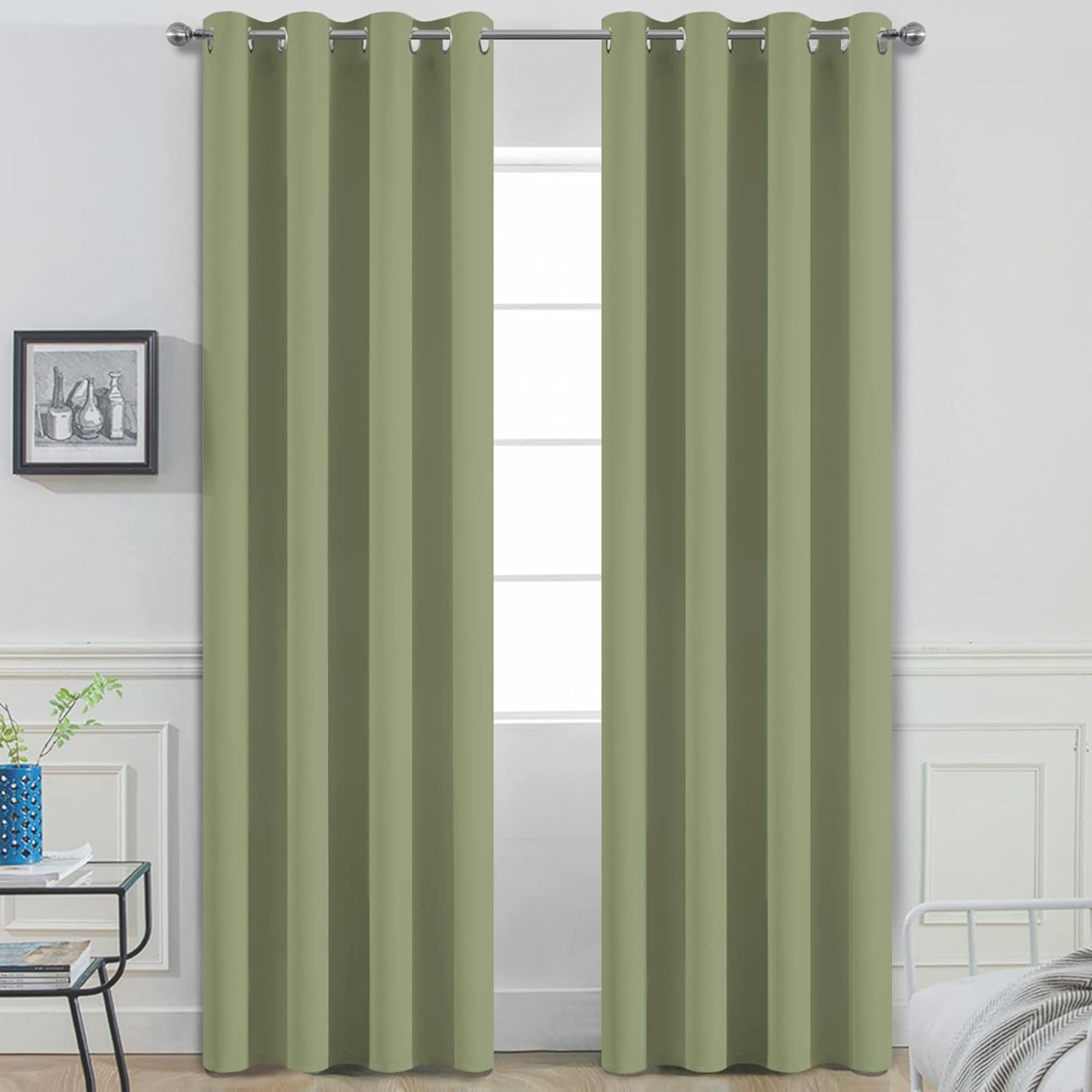 Room Darkening Gray Blackout Curtains 84 Inch Long Light Blocking Thermal Insulated Window Treatment Grommet Drapes for Bedroom Living Room, 52W X 84L, Grey Curtains, 2 Panels